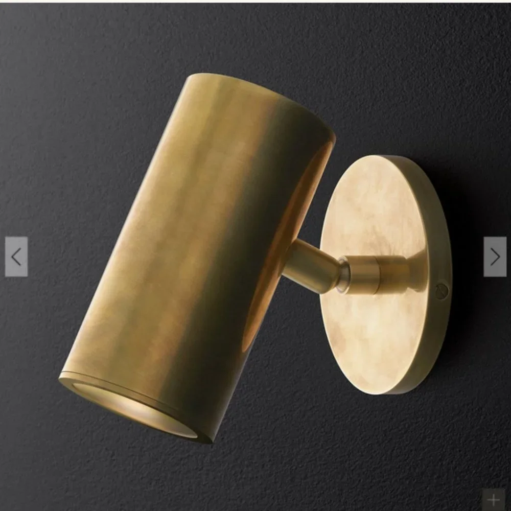 Restoration Hardware Lacquered Burnished Brass Champeaux Wall Sconce, Adjustable